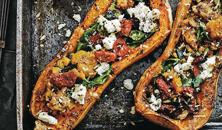 Balti-baked squash with feta, tomato & mint Recipe | Curry for Change